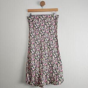 Shop Stevie Multicolor Ditsy Floral Midi Skirt NWT Black Pink Yellow Large